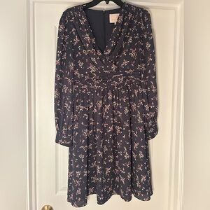 Gal Meets Glam Floral Long Sleeve Dress - Soft Navy and Pink
